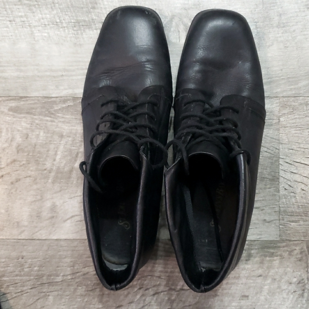 St. Johns Bay Black lace ankle boots